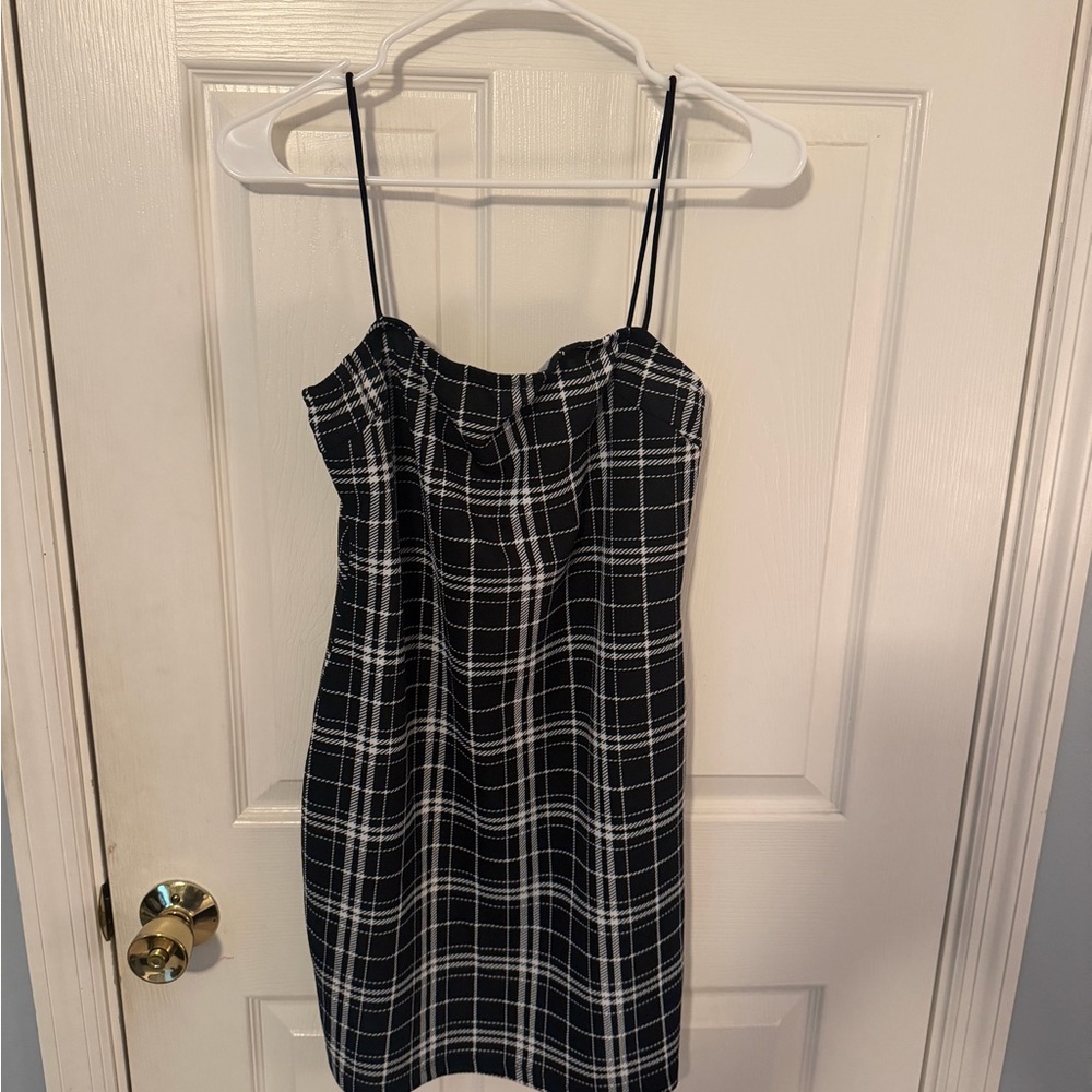 Shein Black and White Plaid Dress